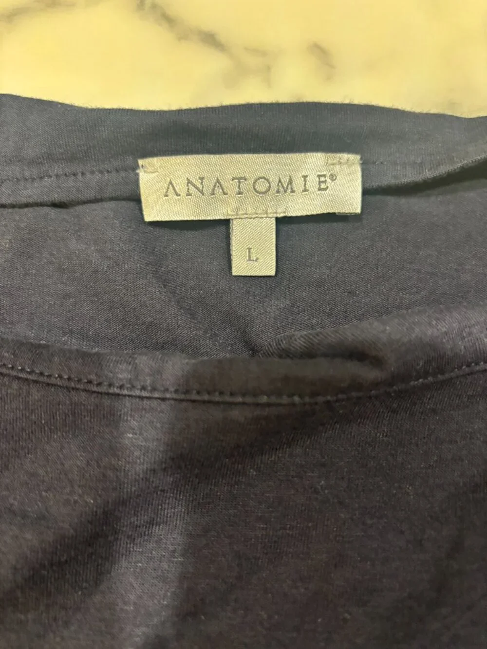 Anatomie Navy Bateau Neck Long Sleeve Top | Size L | Technical Knit | Travel